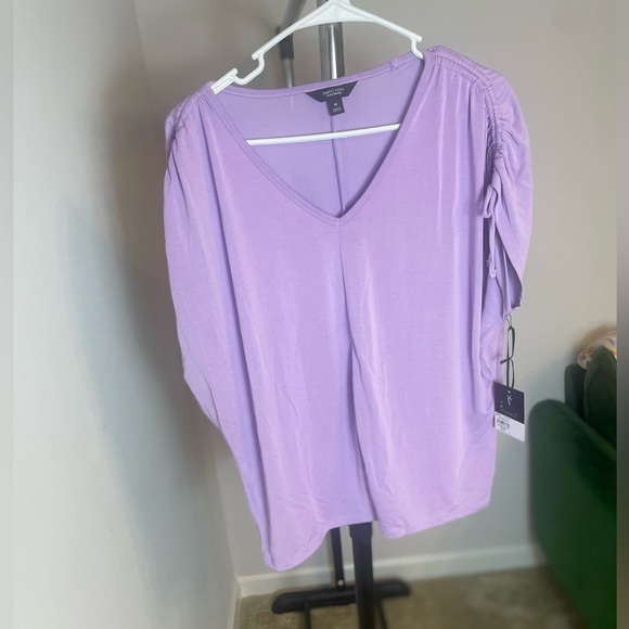 Women’s Simply Vera Wang Ruched-Shoulder Dolman Tee - Picture 2 of 7